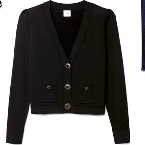 CAbi Black V-Neck Button Cardigan